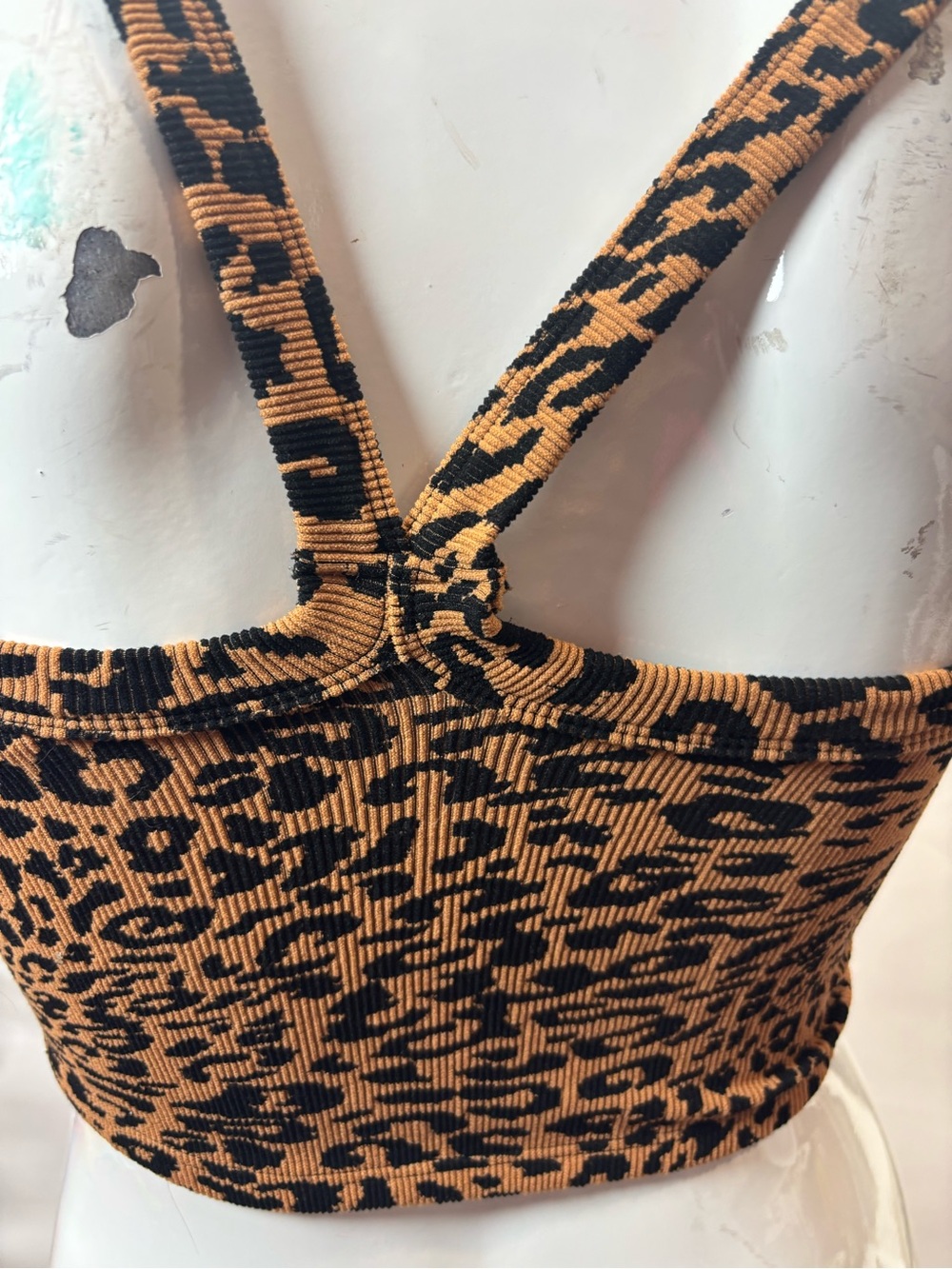 Free People Leopard-Print Ribbed Crop Tank Top - Brown & Black - Picture 4 of 8